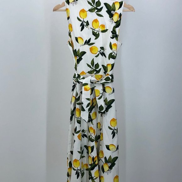 Chetta B - Vintage Retro style Button Up Dress with Front Tie Lemon Patterns - Picture 2 of 4